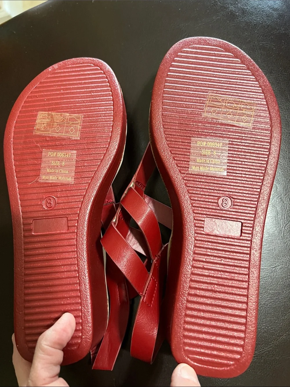 NEW Journee Collection Bianca Wedge Thong Sandals with Double Buckles - size 8